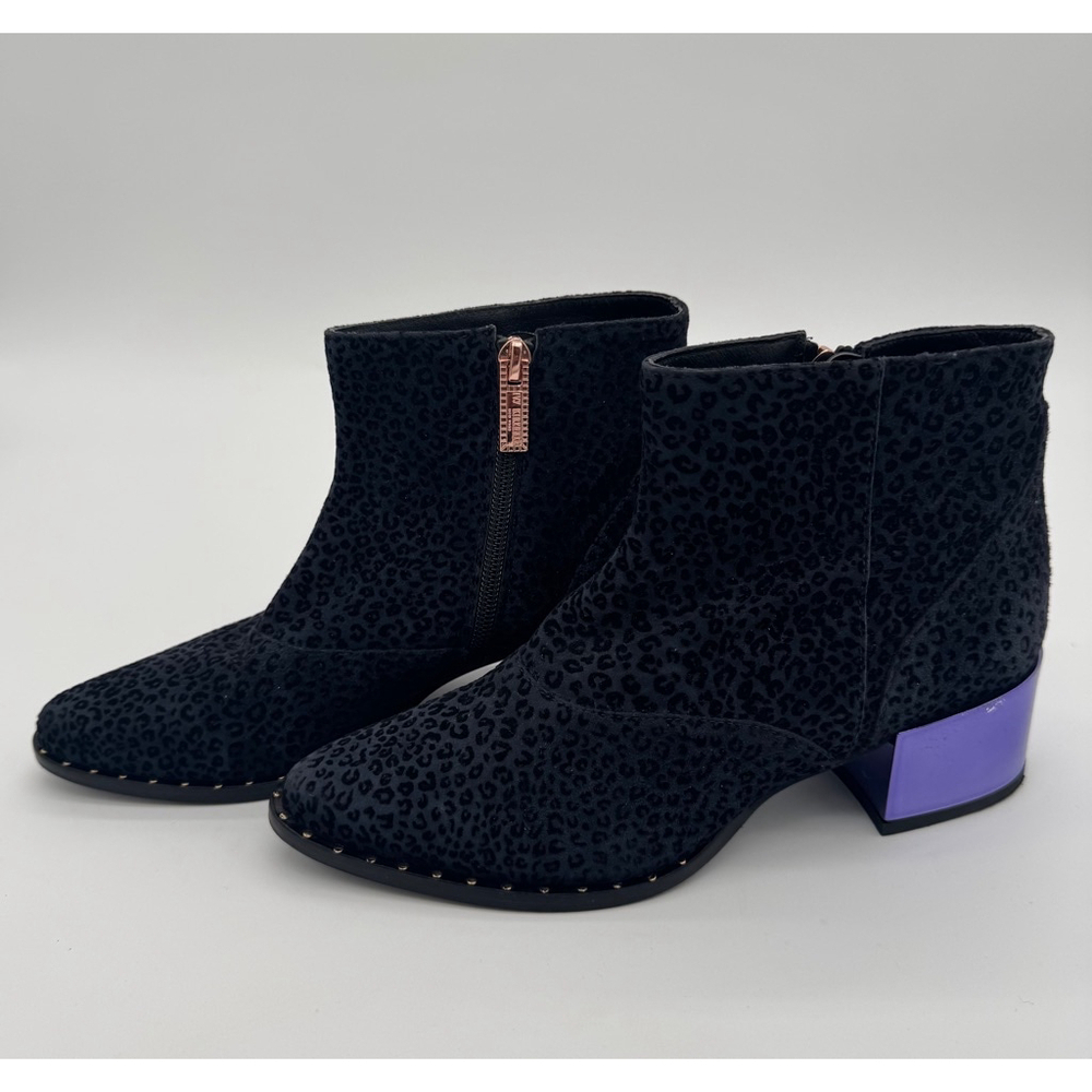 Women's Ivy Kirzhner Black Leopard Print Ankle Boots